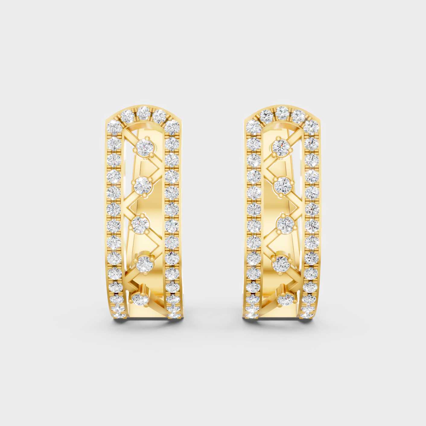 Elegant Yellow Gold Round Diamond Hoop Earrings 0.39 Ct Lab Created Everyday Wear