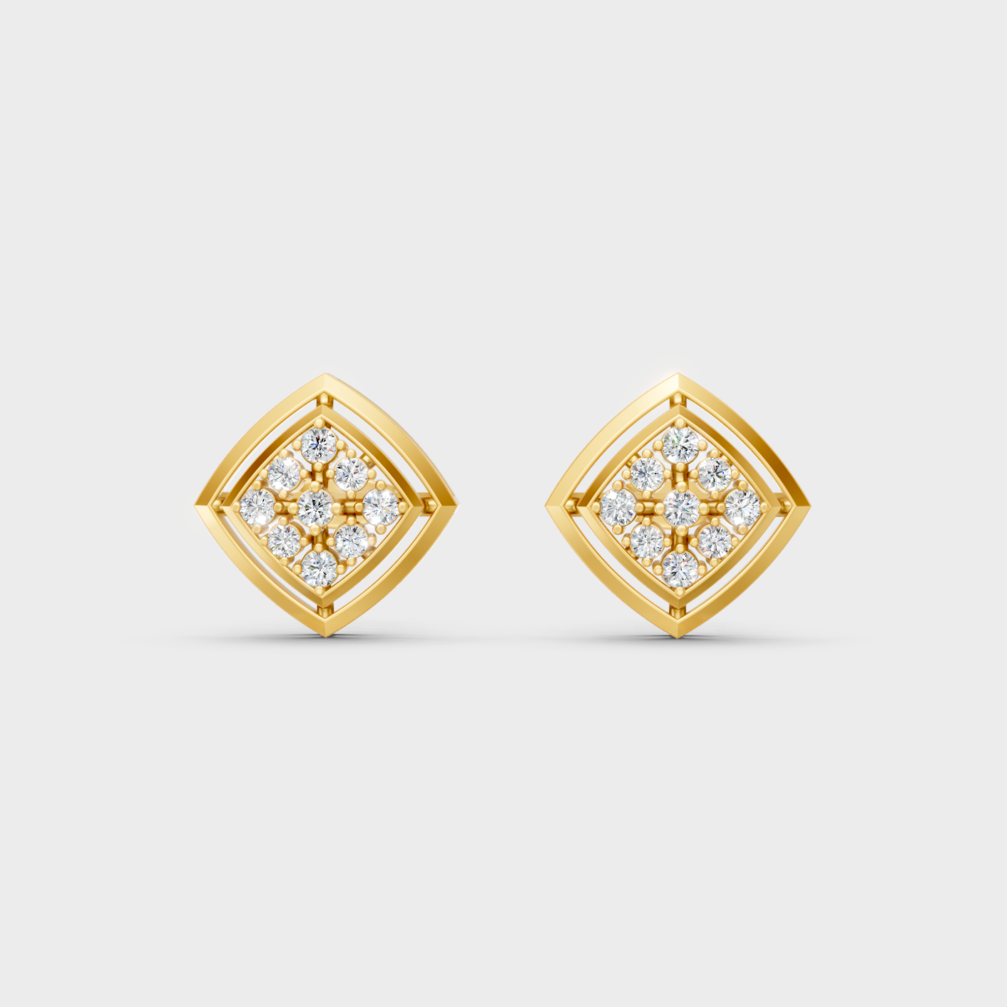 Elegant Yellow Gold Round Diamond Stud Earrings 0.64 Ct Lab Created Fine Jewelry