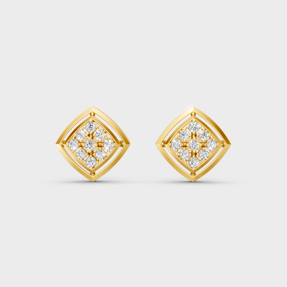 Elegant Yellow Gold Round Diamond Stud Earrings 0.64 Ct Lab Created Fine Jewelry
