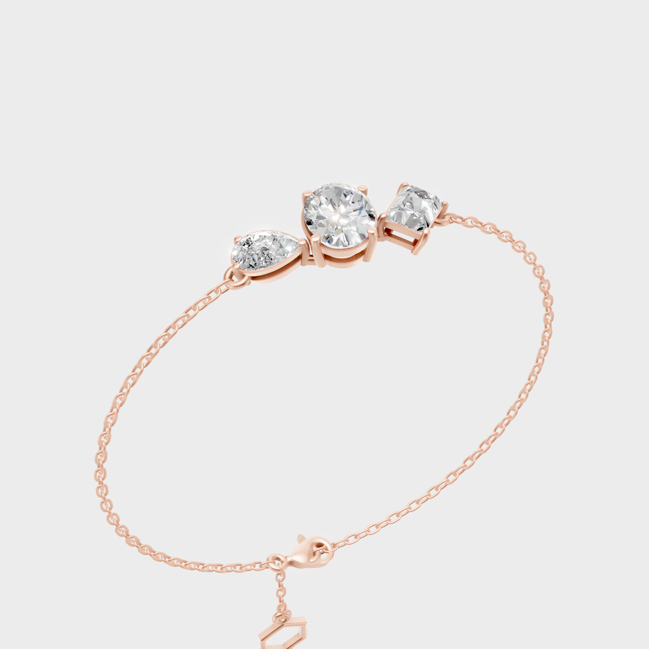 Rose Gold Multi Shape Diamond Chain Bracelet 3.25 Ct Ethical Lab Grown Jewelry