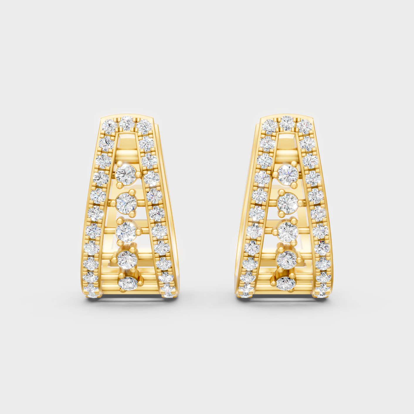 Elegant Yellow Gold Round Diamond Hoop Earrings 0.53 Ct Lab Created Fine Jewelry