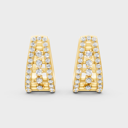 Elegant Yellow Gold Round Diamond Hoop Earrings 0.53 Ct Lab Created Fine Jewelry