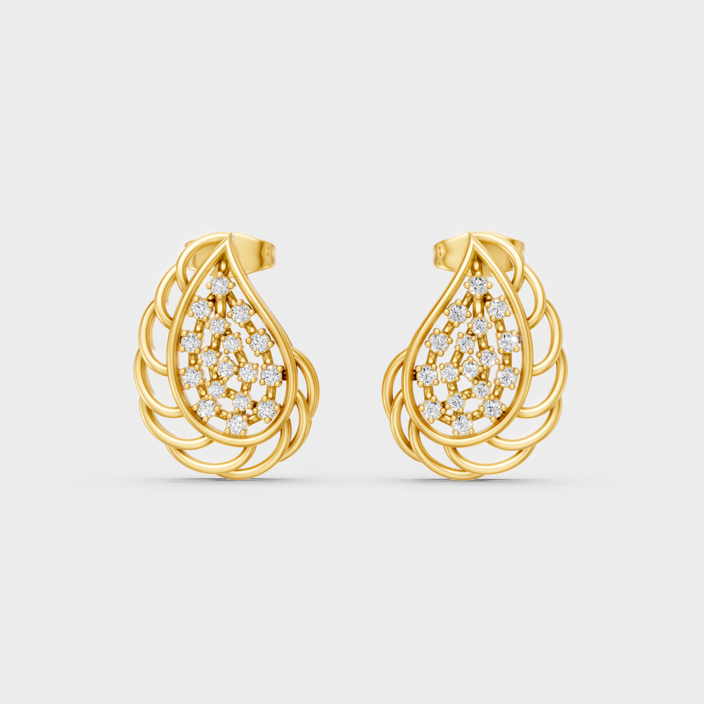 Elegant Yellow Gold Round Diamond Stud Earrings 0.28 Ct Lab Created Everyday Wear