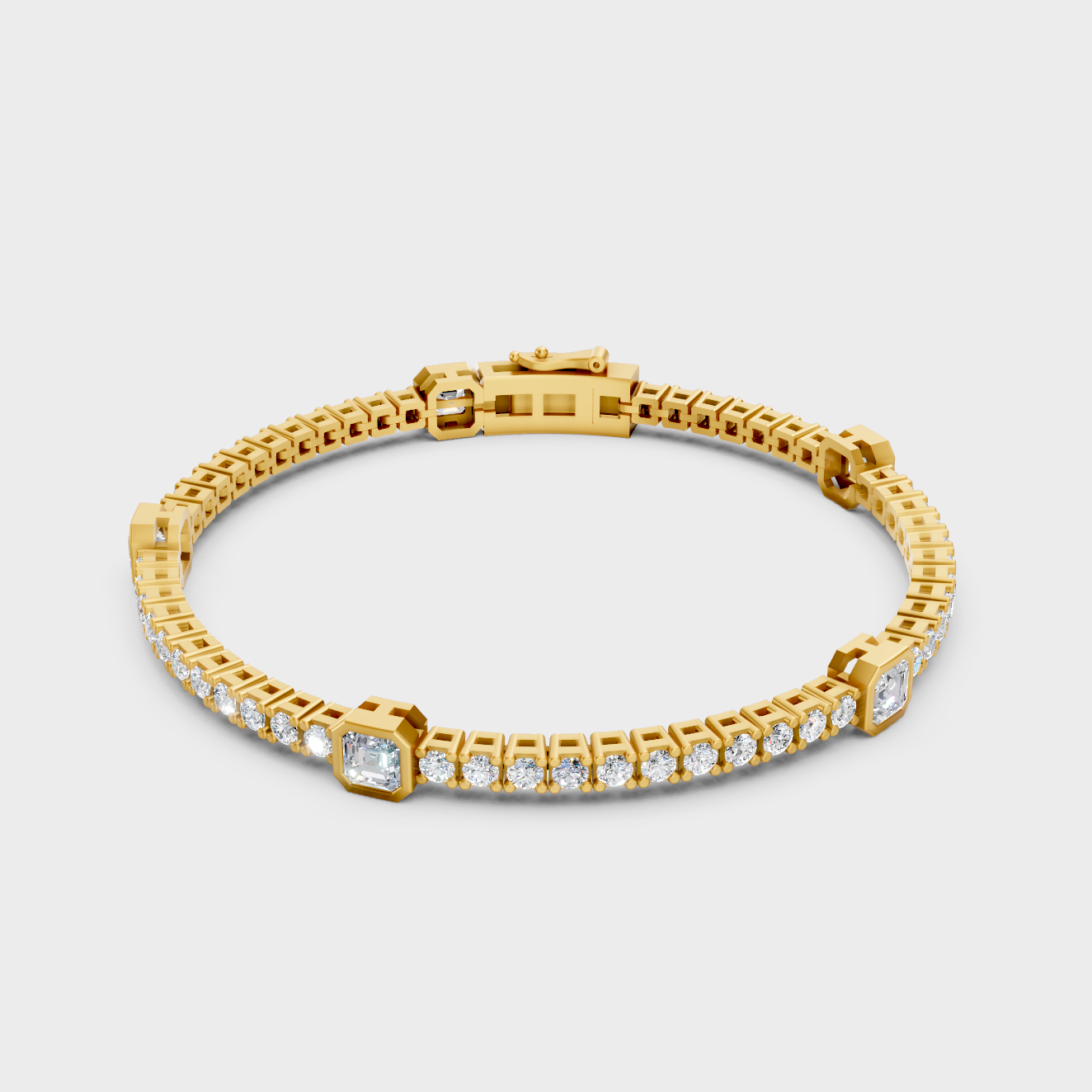 Premium Multi Shape Diamond Bracelet Yellow Gold