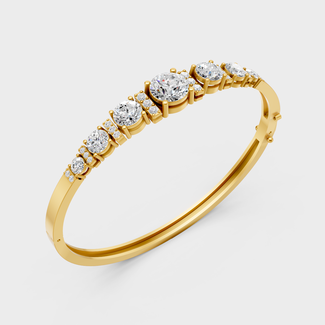 Yellow Gold Round Cut Diamond Oval Bracelet 5.15 Ct Lab Created Brilliant Sparkle