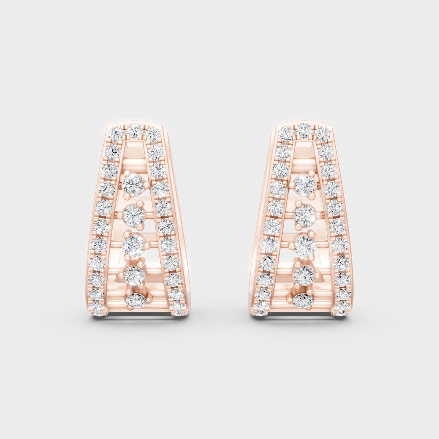 Rose Gold Luxury Round Diamond Hoop Earrings 0.53 Ct Lab Grown Designer Look