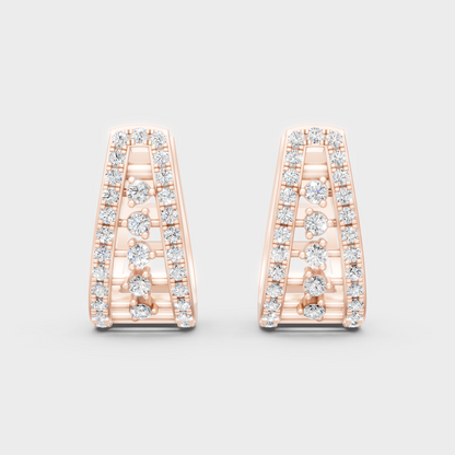 Rose Gold Luxury Round Diamond Hoop Earrings 0.53 Ct Lab Grown Designer Look