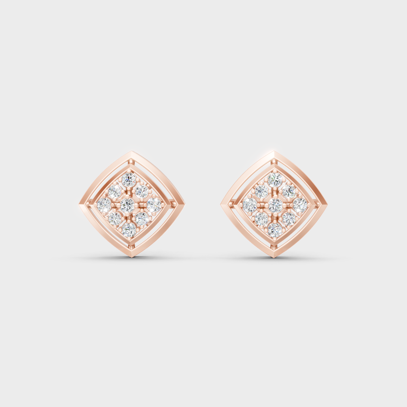 Rose Gold Luxury Round Diamond Stud Earrings 0.64 Ct Lab Grown Designer Look