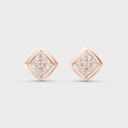 Rose Gold Luxury Round Diamond Stud Earrings 0.64 Ct Lab Grown Designer Look