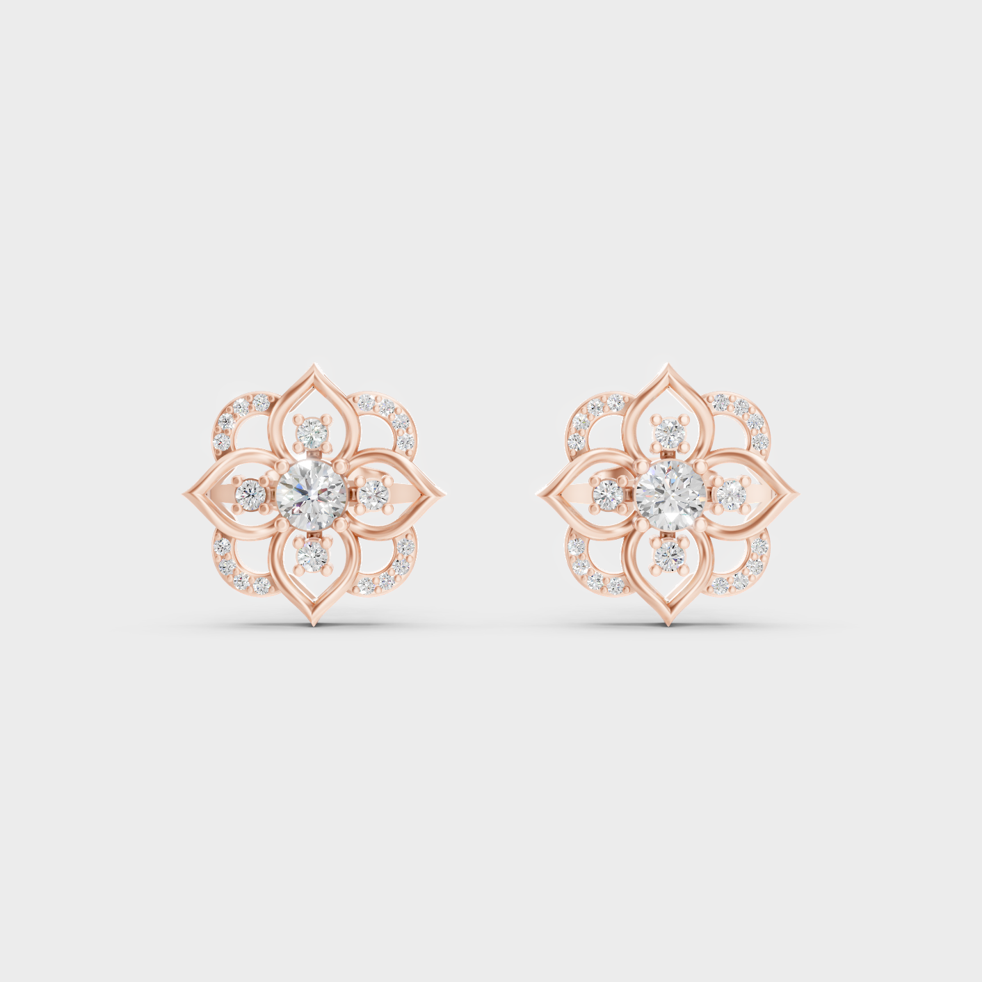 Rose Gold Round Diamond Stud Earrings 0.29 Ct Each Ethical Lab Grown Jewelry