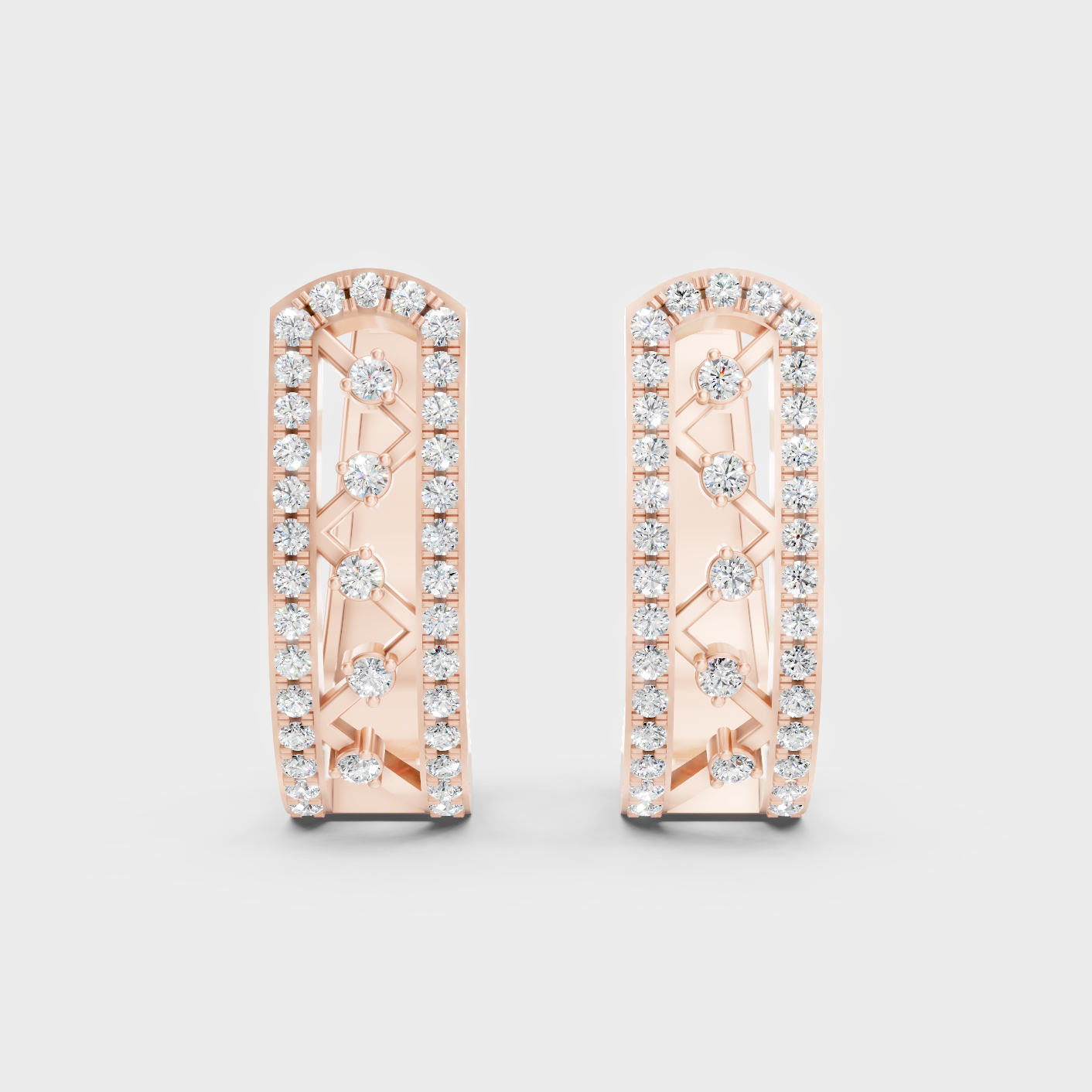 Rose Gold Luxury Round Diamond Hoop Earrings 0.39 Ct Lab Grown Simple Elegance