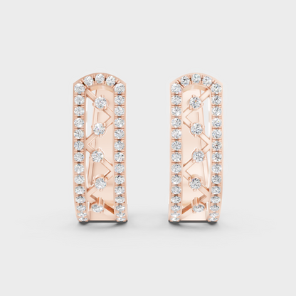 Rose Gold Luxury Round Diamond Hoop Earrings 0.39 Ct Lab Grown Simple Elegance