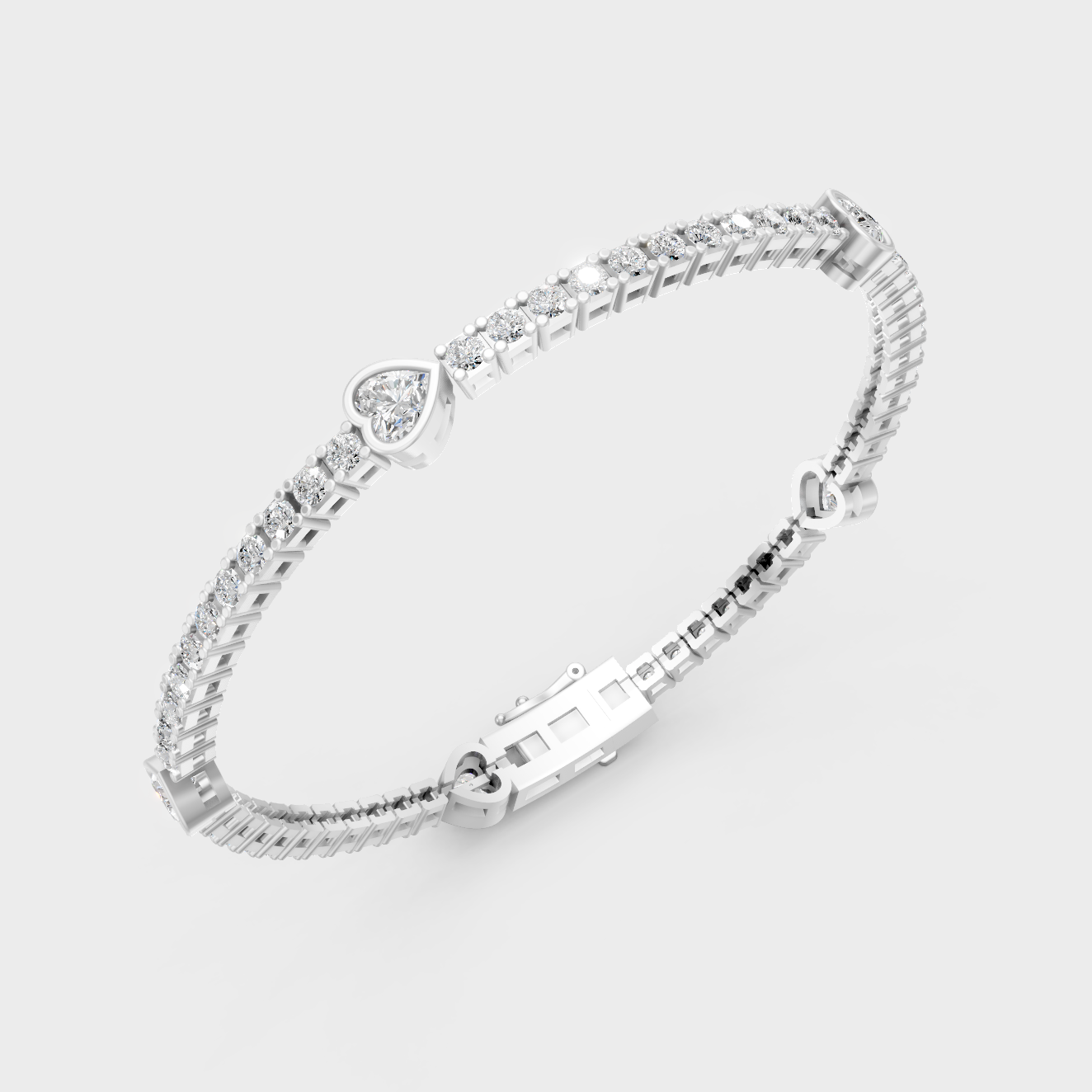 White Gold 4.42 Ct Lab Grown Heart Round Diamond Tennis Bracelet Classic Style
