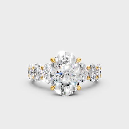Certified 7.13 Carat Oval-Cut Lab-Grown Diamond Hidden Halo Ring In 18K Yellow Gold
