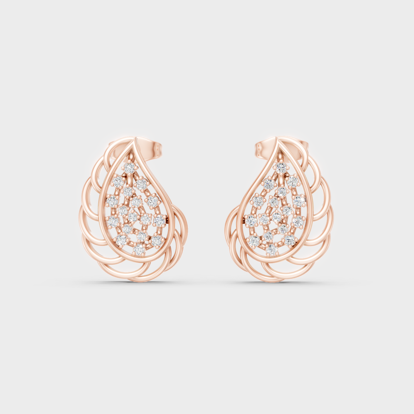Rose Gold Luxury Round Diamond Stud Earrings 0.28 Ct Lab Grown Simple Elegance