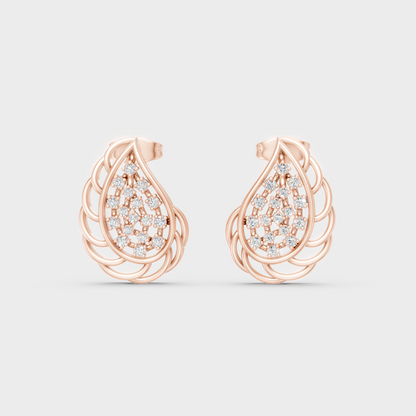 Rose Gold Luxury Round Diamond Stud Earrings 0.28 Ct Lab Grown Simple Elegance