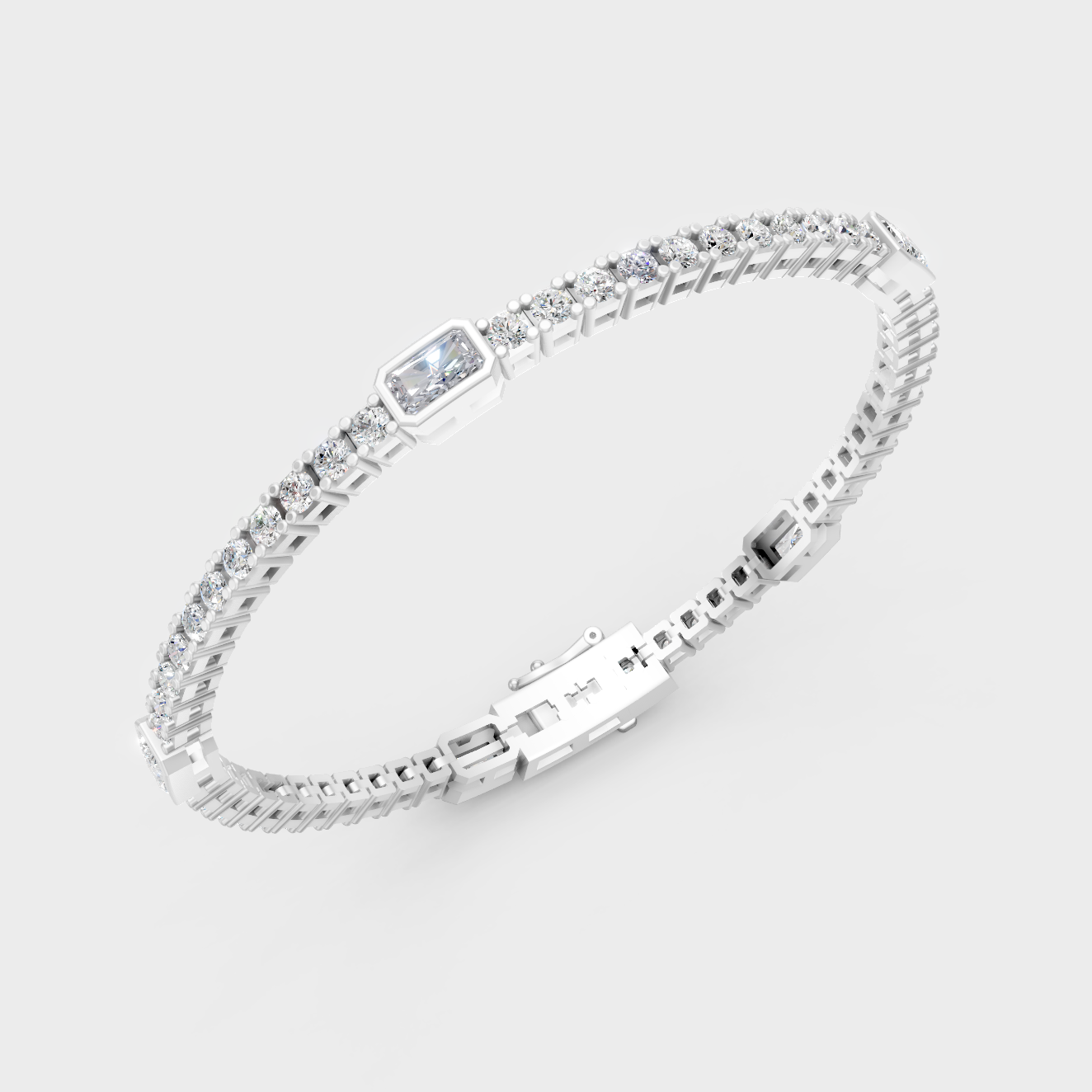 White Gold 4.42 Ct Lab Grown Radiant Round Diamond Tennis Bracelet Classic Style