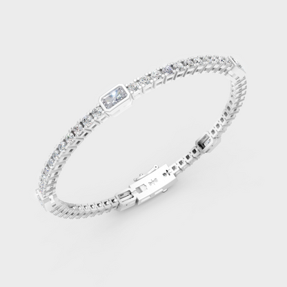 White Gold 4.42 Ct Lab Grown Radiant Round Diamond Tennis Bracelet Classic Style