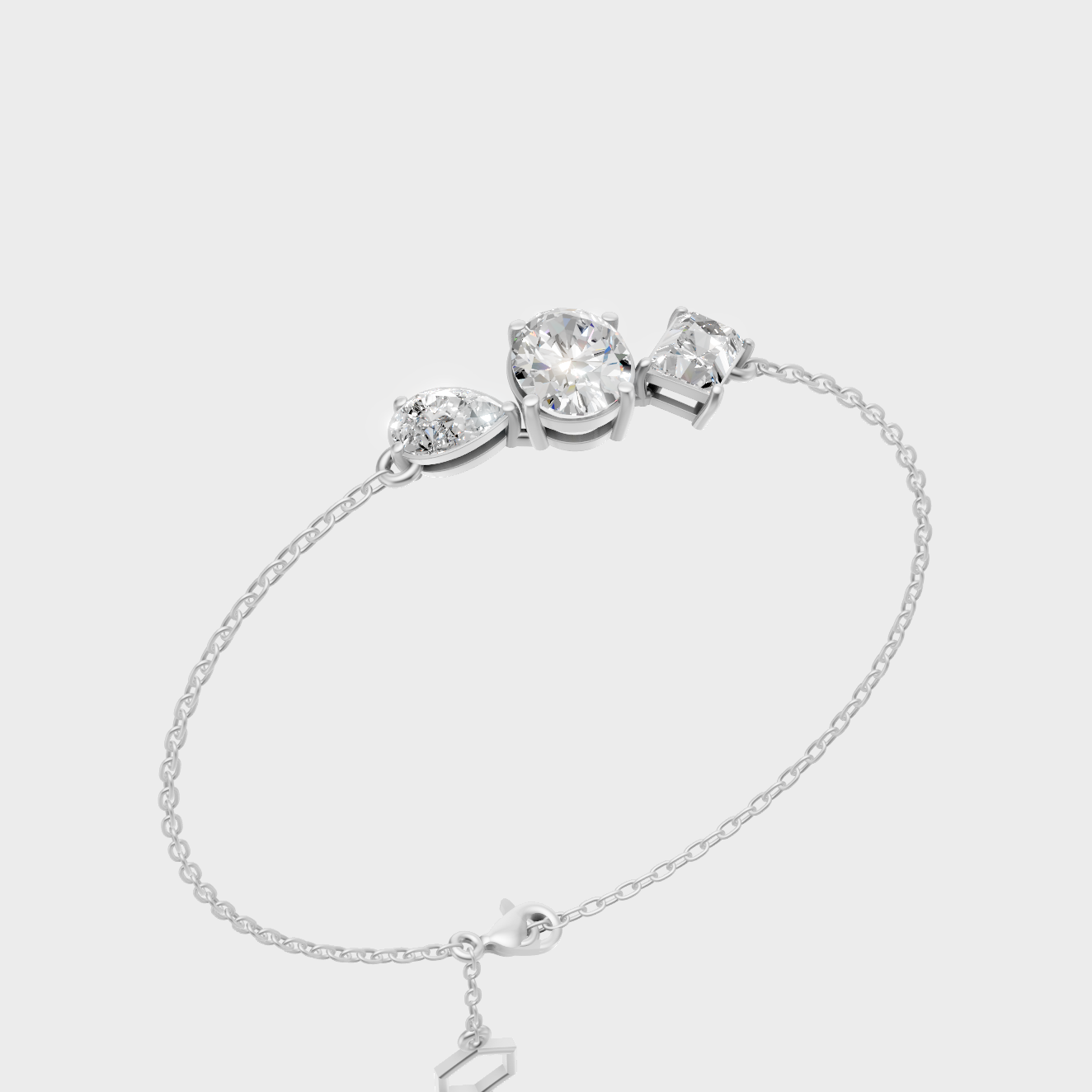 Platinum 950 Multi Shape Diamond Bracelet 3.52 Ct Lab Grown Designer Luxury