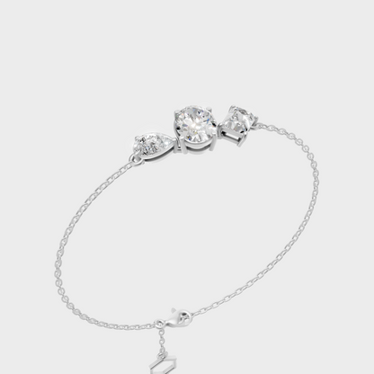 Platinum 950 Multi Shape Diamond Bracelet 3.52 Ct Lab Grown Designer Luxury