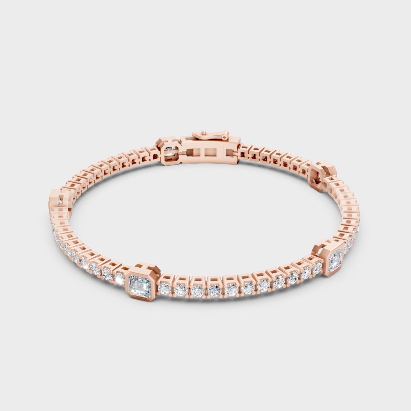 Premium Multi Shape Diamond Bracelet Rose Gold