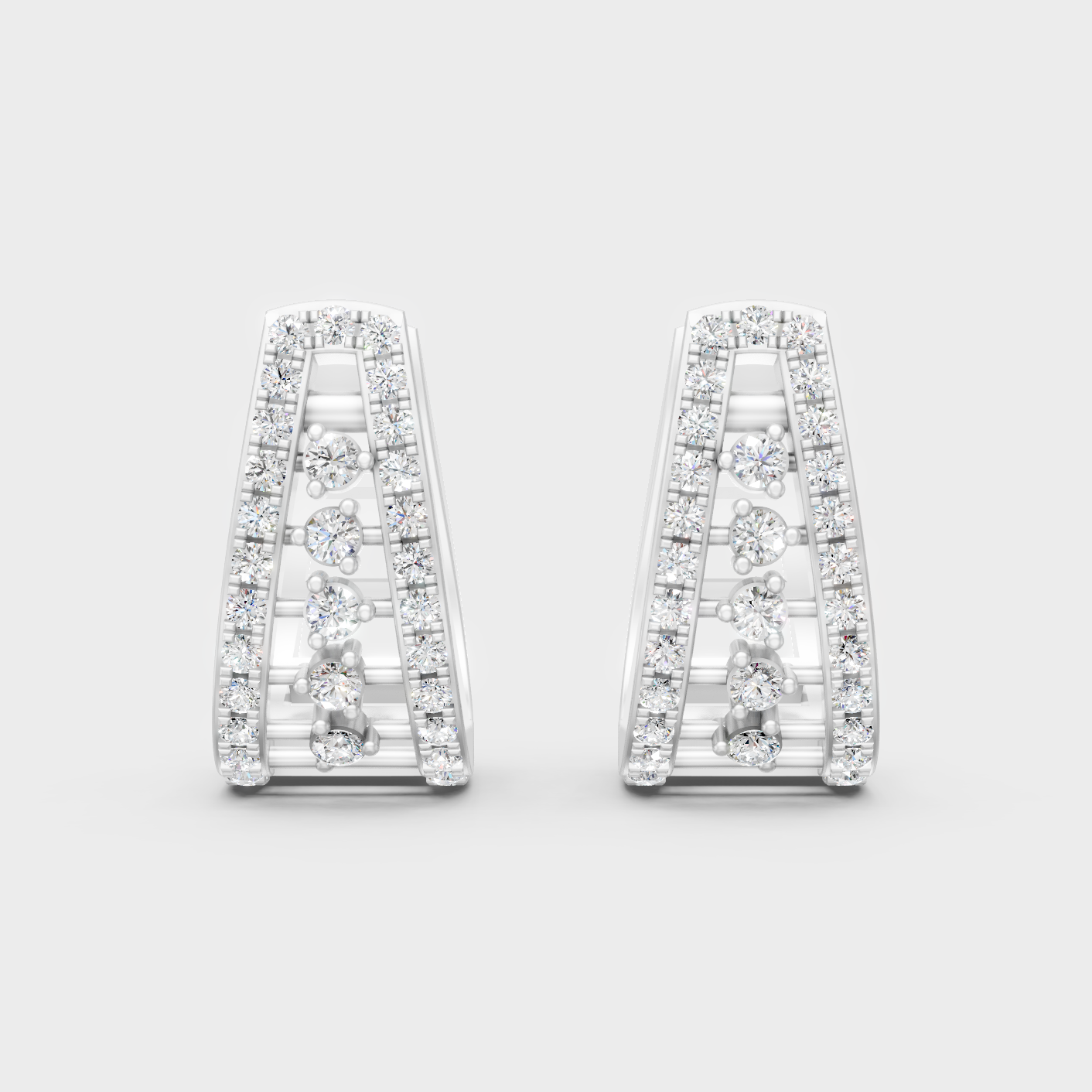 White Gold Round Diamond Hoop Earrings 0.53 Ct Lab Grown Classic Elegant Style
