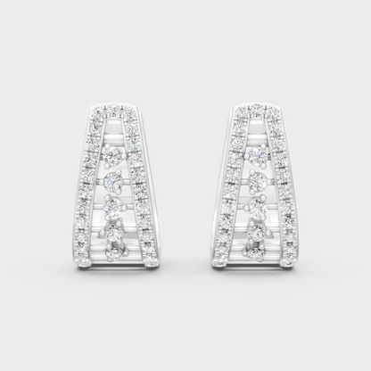 White Gold Round Diamond Hoop Earrings 0.53 Ct Lab Grown Classic Elegant Style