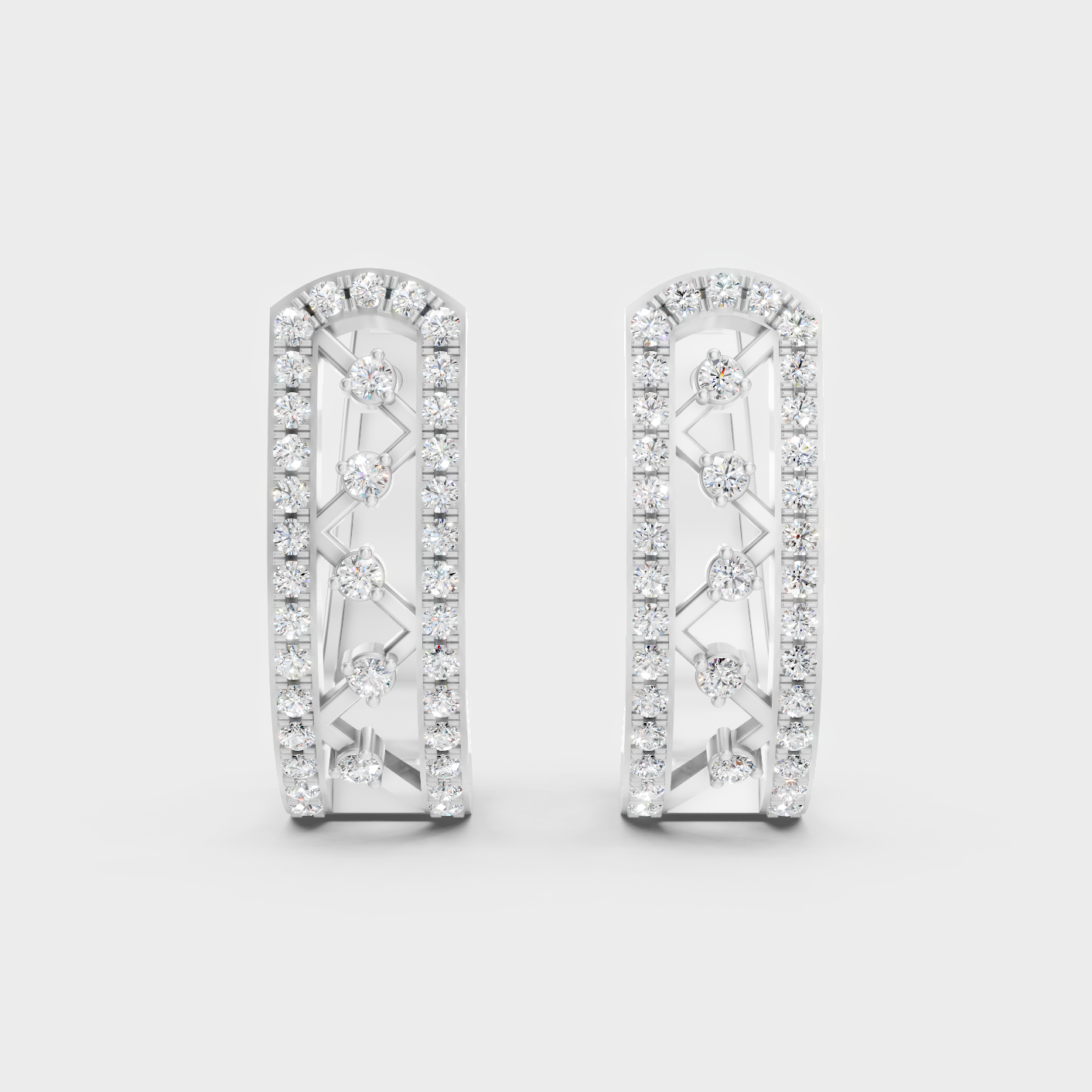 Platinum 950 Round Diamond Hoop Earrings 0.39 Ct Refined Minimal Luxury
