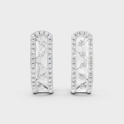 Platinum 950 Round Diamond Hoop Earrings 0.39 Ct Refined Minimal Luxury