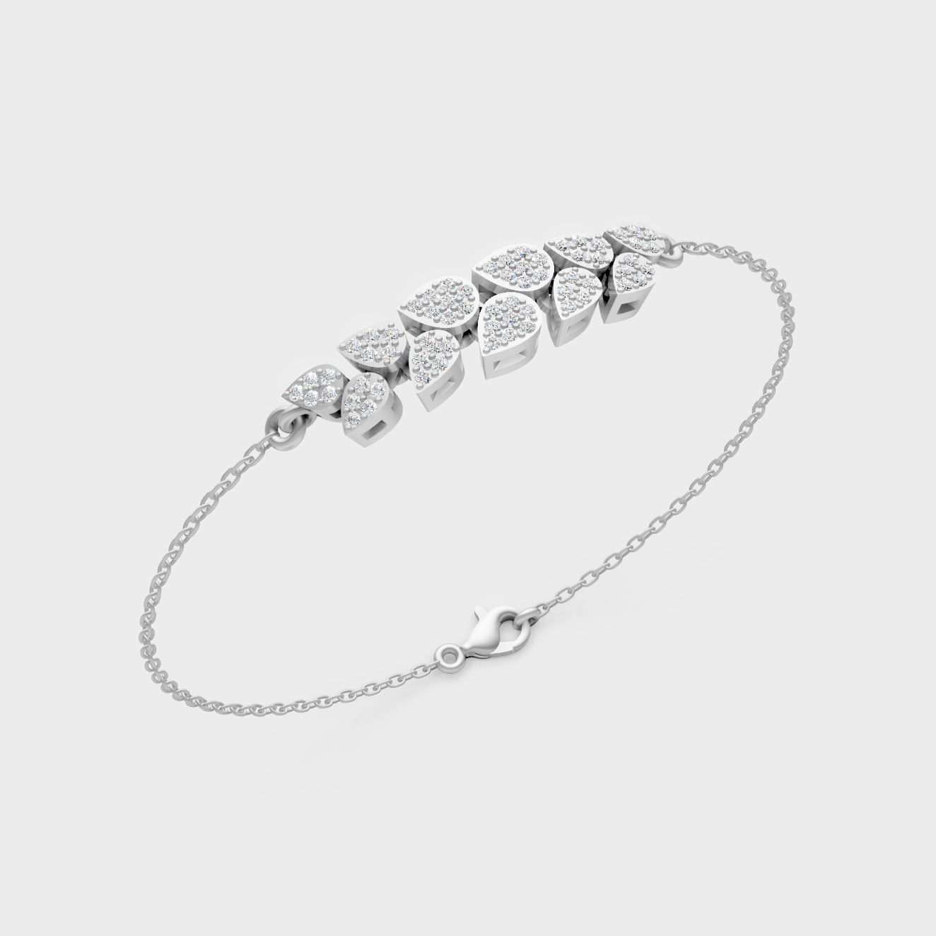 Platinum 950 Round Diamond Chain Bracelet 0.24 Ct Refined Minimal Luxury