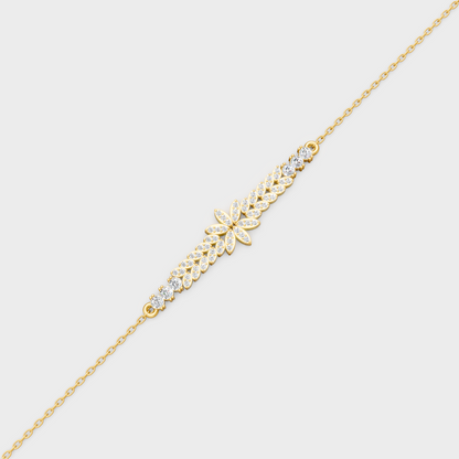 Yellow Gold Round Cut Diamond Bracelet 0.43 Ct Lab Created Brilliant Sparkle