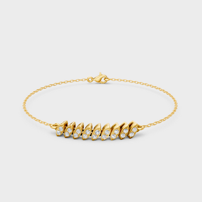 0.22 Ct Round Cut Lab Grown Diamond Bracelet In Yellow Gold Elegant Fine Jewelry