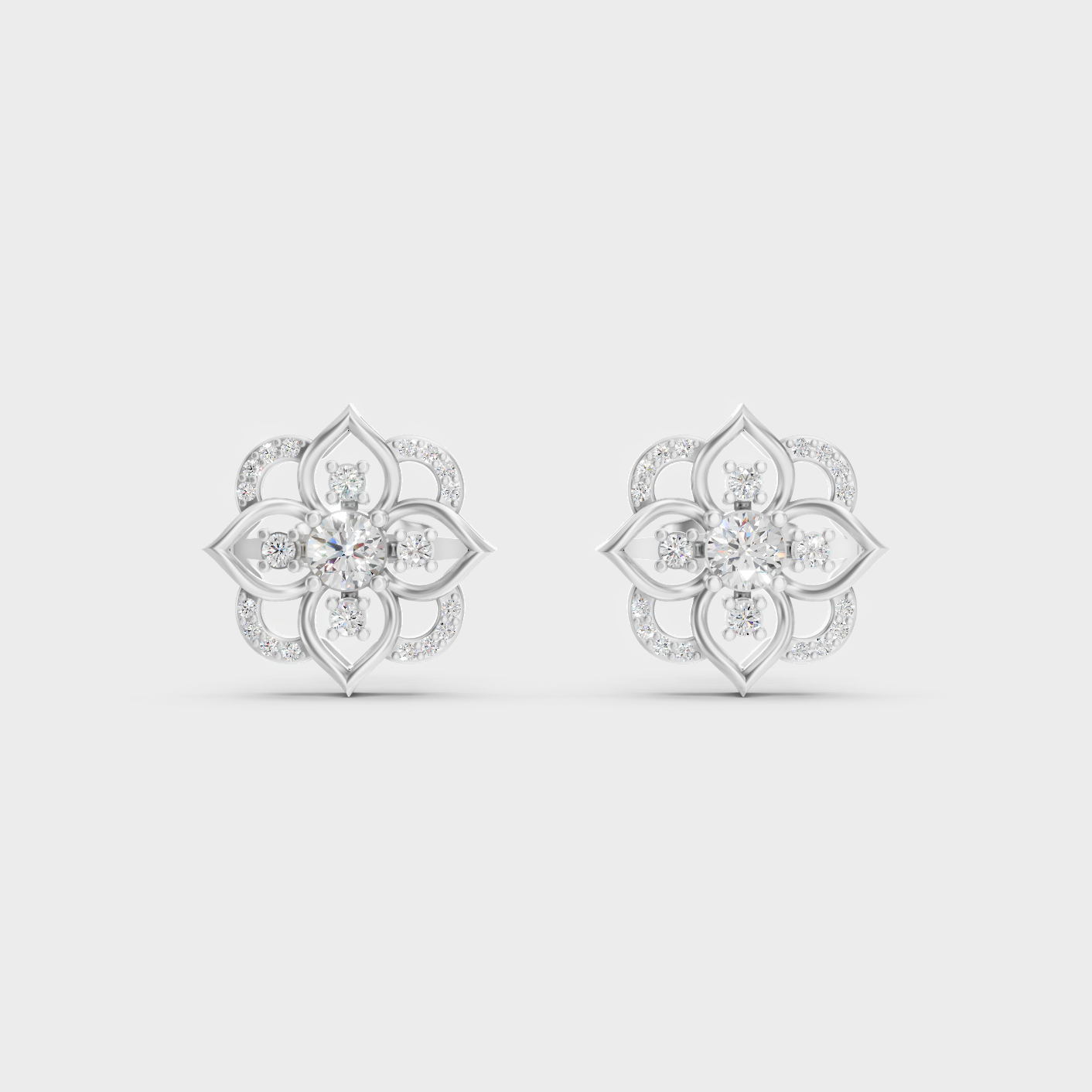 Platinum 950 Round Diamond Stud Earrings 0.58 Ct Total Lab Grown Luxury Design