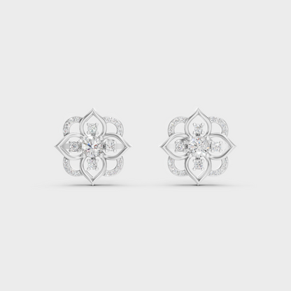 Platinum 950 Round Diamond Stud Earrings 0.58 Ct Total Lab Grown Luxury Design