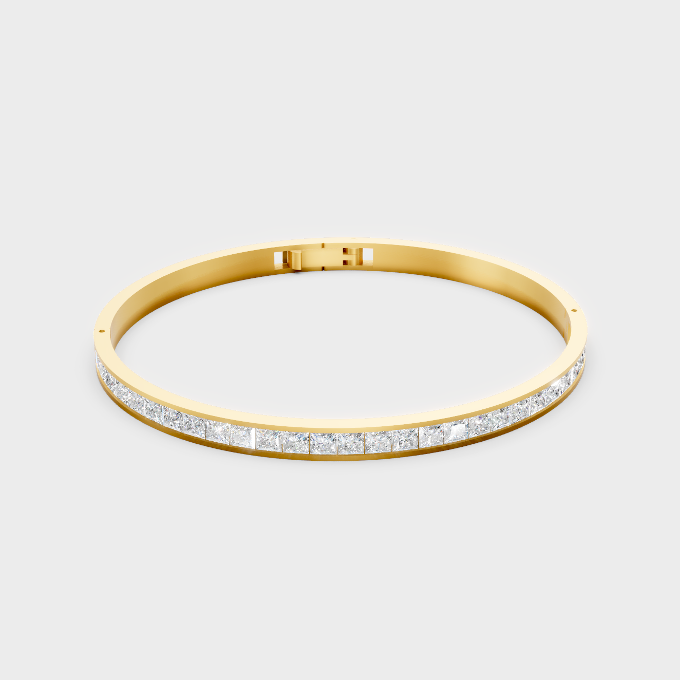 3.81 Ct Princess Cut Lab Grown Diamond Oval Bracelet In Yellow Gold Luxury Jewelry