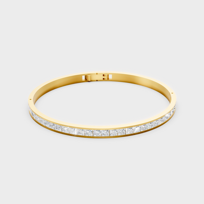 3.81 Ct Princess Cut Lab Grown Diamond Oval Bracelet In Yellow Gold Luxury Jewelry