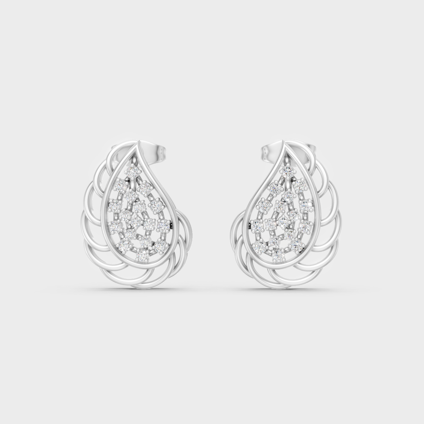 White Gold Round Diamond Stud Earrings 0.28 Ct Lab Grown Classic Elegant Style