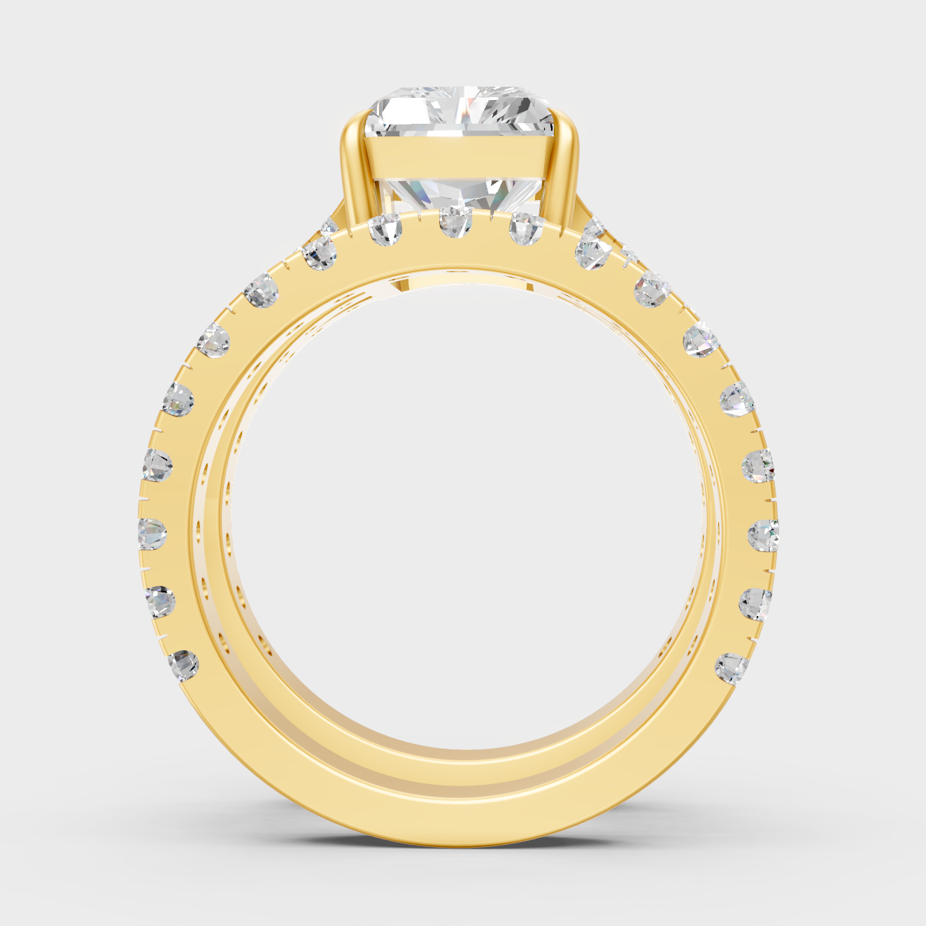 Yellow Gold Radiant Statement Ring Set Luxury Jewelry