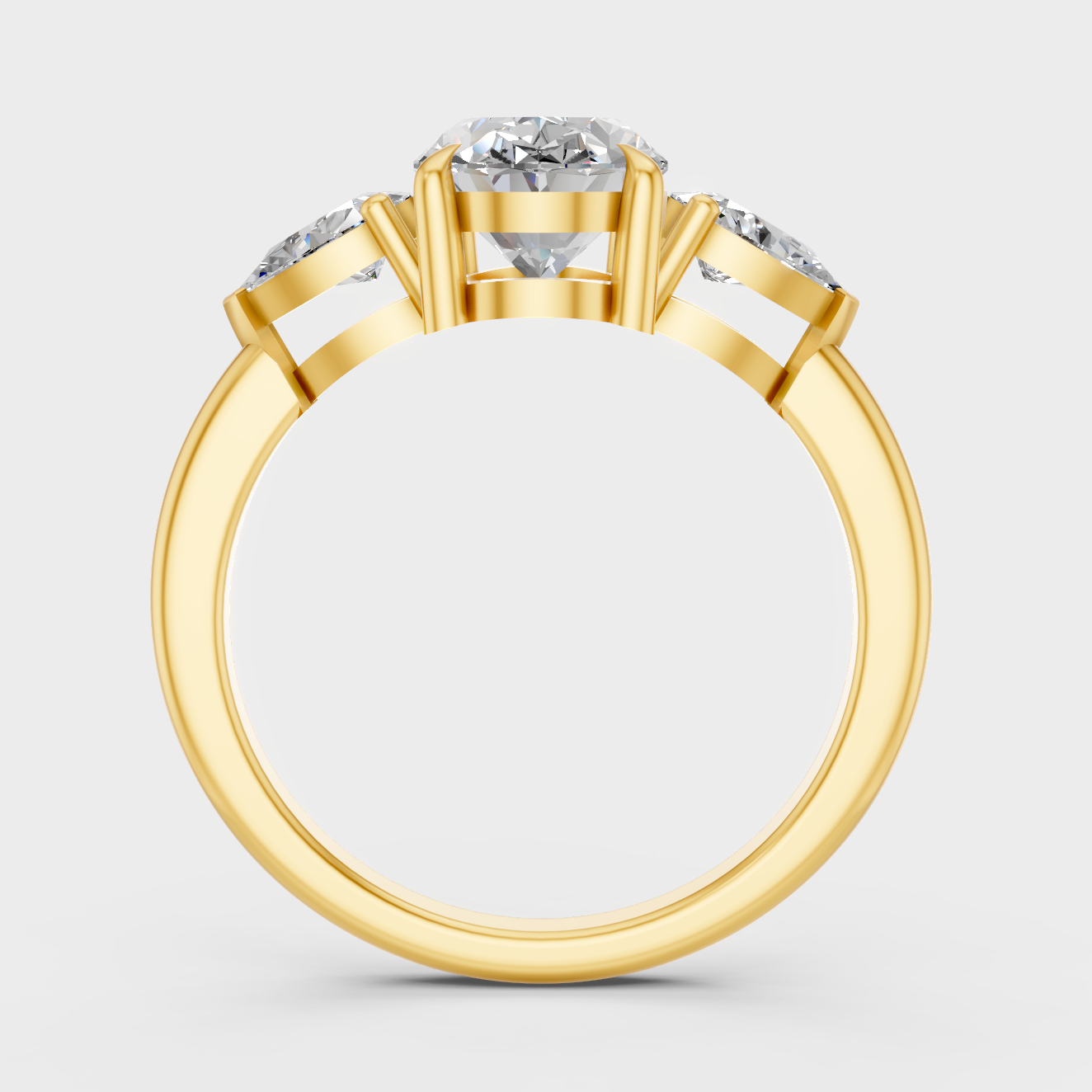 Oval Pear Statement Ring In Yellow Gold Luxury Jewelry