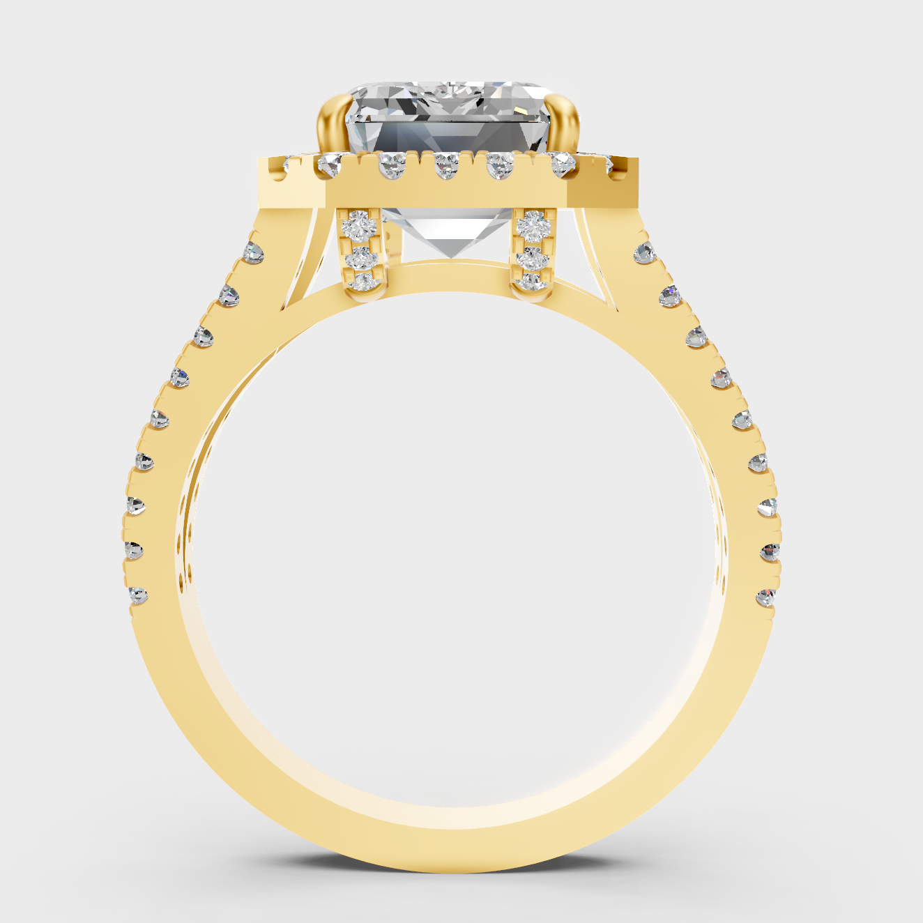Emerald Statement Halo Ring In Yellow Gold Luxury Jewelry