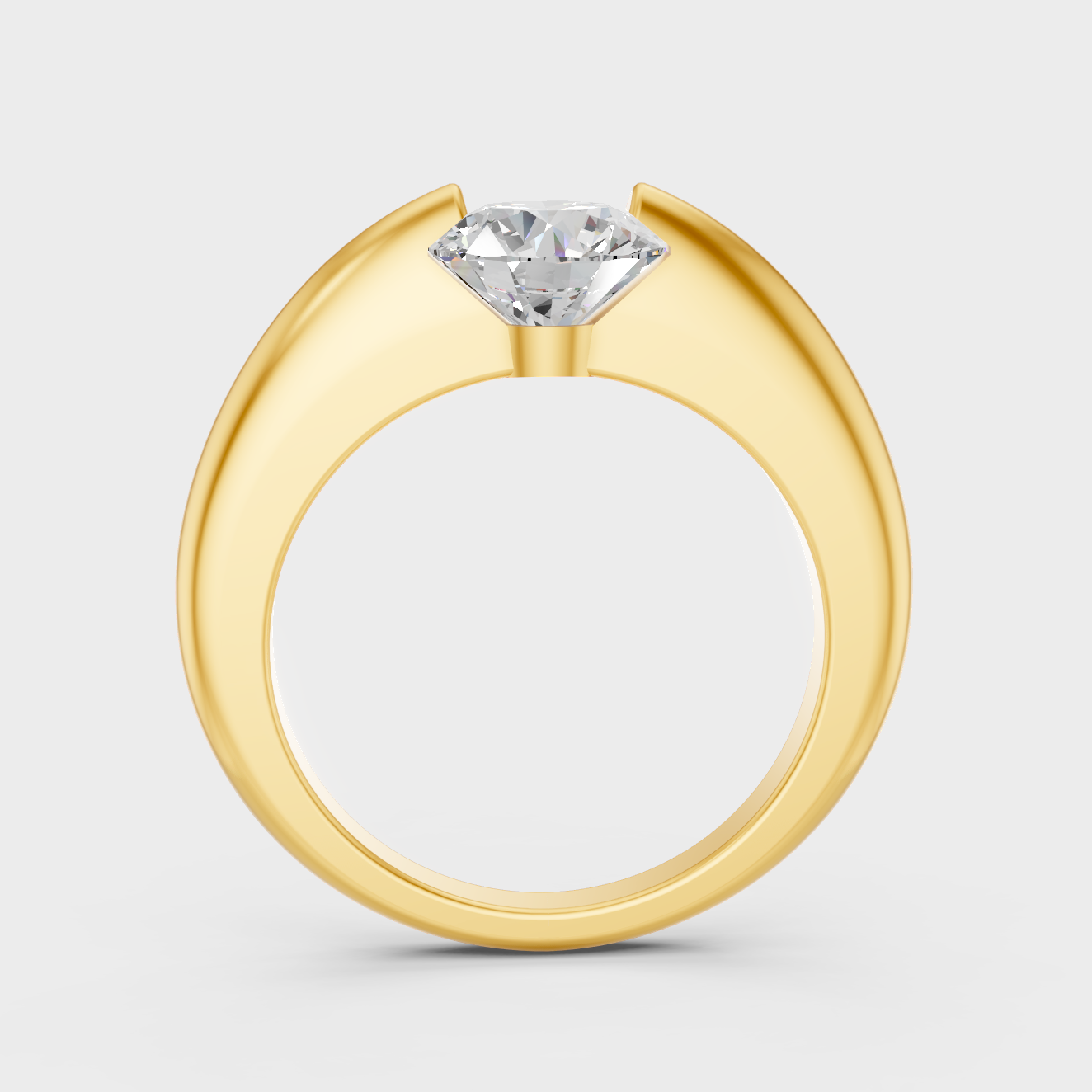 Yellow Gold Round Diamond Ring For Proposal And Anniversary