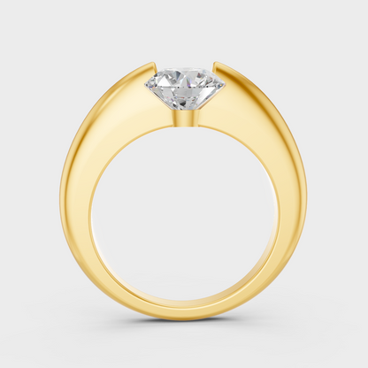 Yellow Gold Round Diamond Ring For Proposal And Anniversary