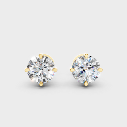 4 Ct Total Lab Grown Diamond Stud Earrings In Yellow Gold IGI Certified