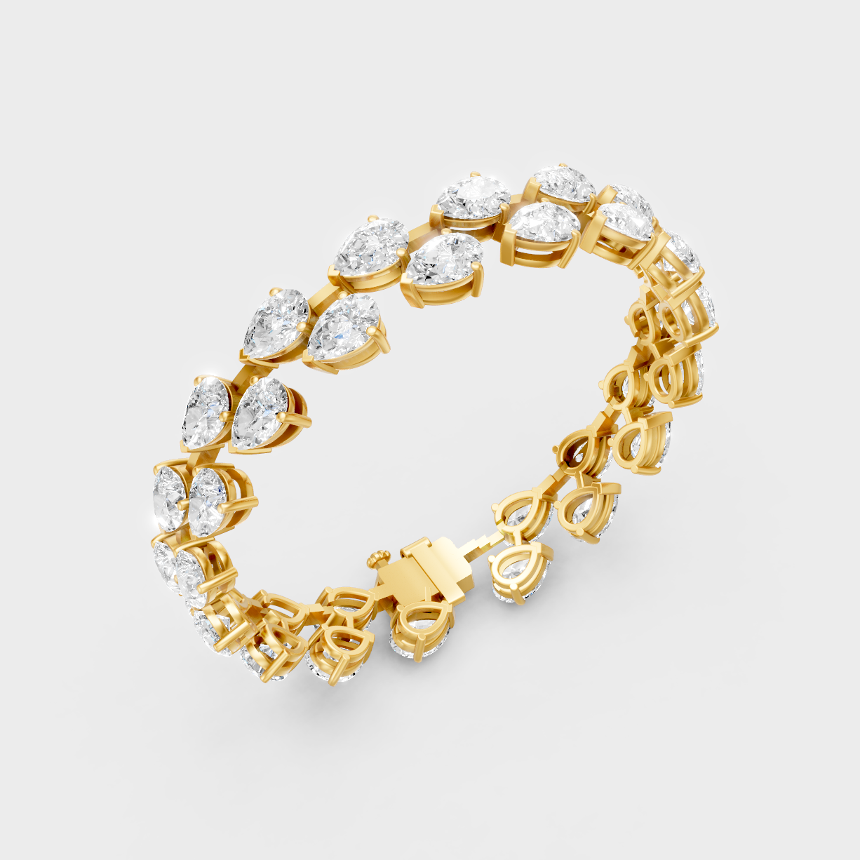 Elegant Pear Cut Lab Diamond Bracelet Yellow Gold