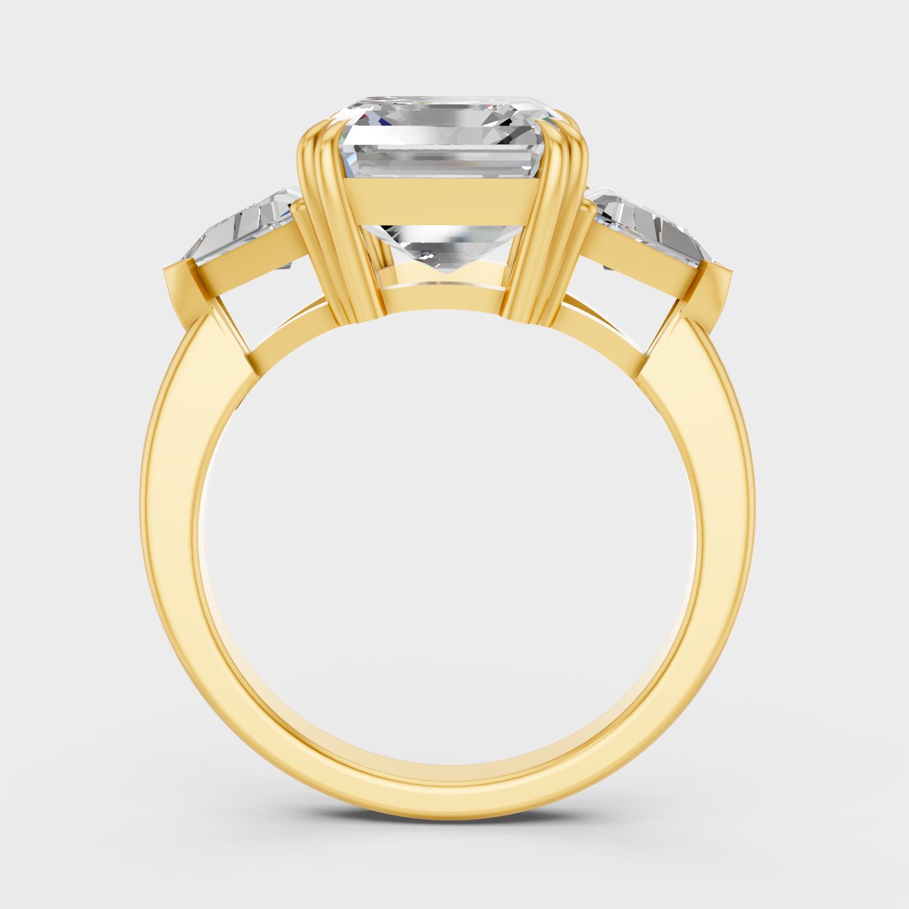 Square Emerald Statement Ring In Yellow Gold Luxury Jewelry
