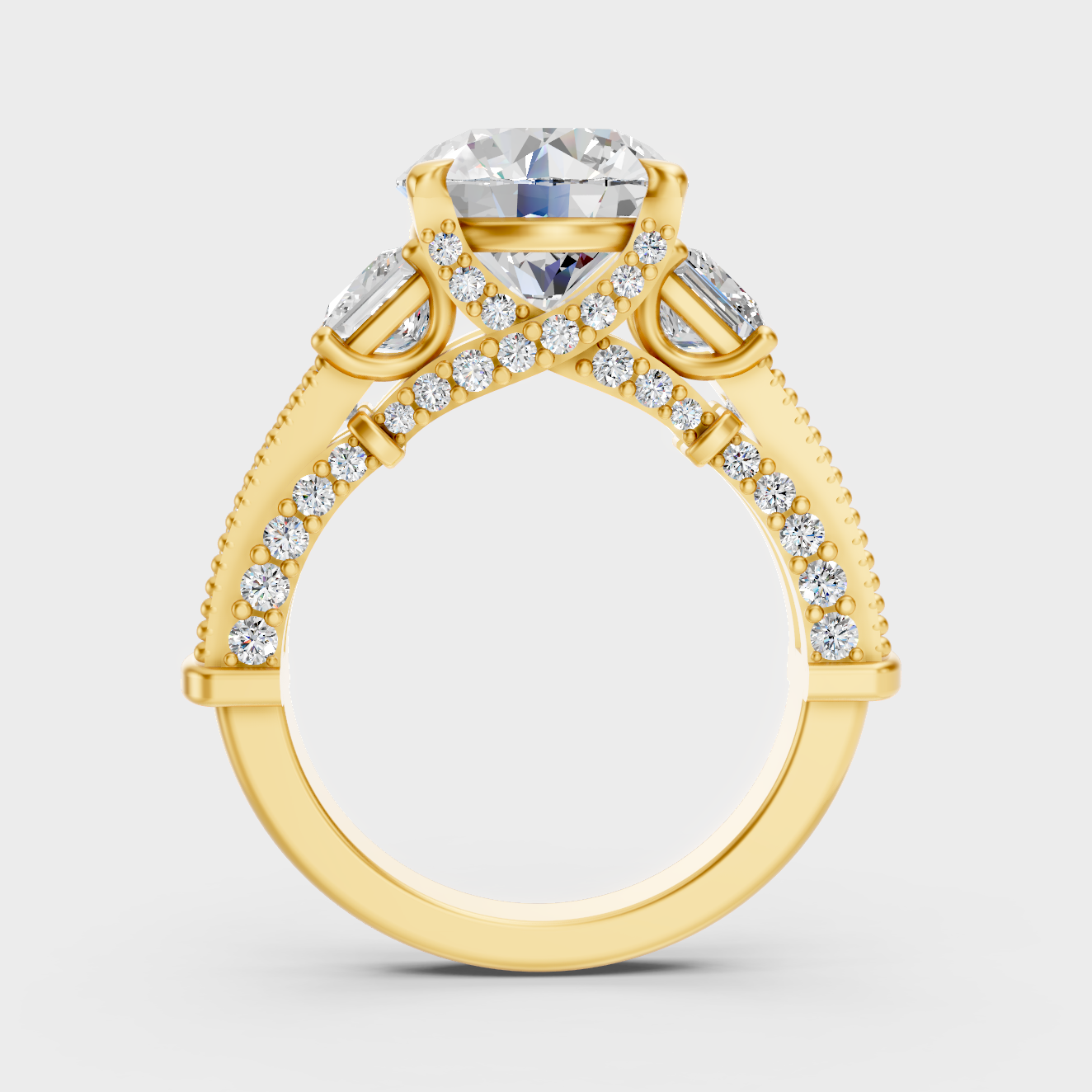 4.34 Ct Round & Princess Cut Lab-Grown Diamond Ring