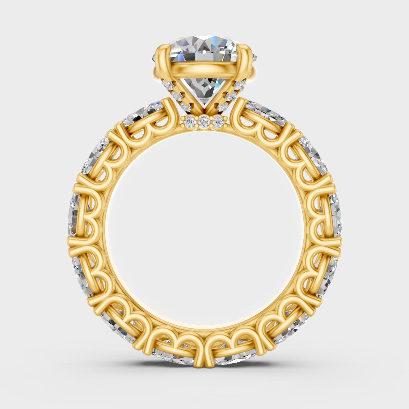 Yellow Gold Round Oval Statement Ring Luxury Jewelry