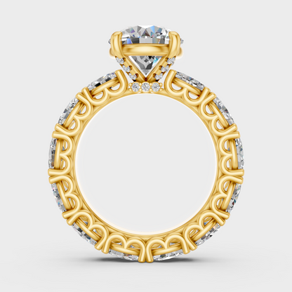 Yellow Gold Round Oval Statement Ring Luxury Jewelry