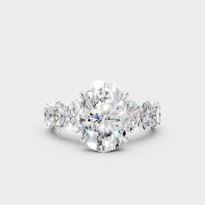 Certified 7.13 Carat Oval-Cut Lab-Grown Diamond Hidden Halo In 14K White Gold