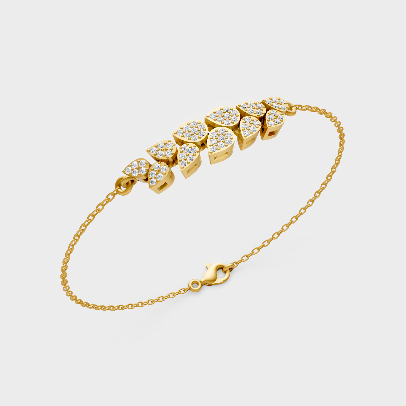 Elegant Yellow Gold Round Diamond Chain Bracelet 0.24 Ct Lab Created Daily Wear